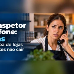 Falso inspetor ao telefone: funcionária de um balcão preocupada a atender uma chamada de um suposto inspetor