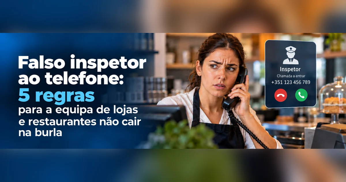 Falso inspetor ao telefone: funcionária de um balcão preocupada a atender uma chamada de um suposto inspetor
