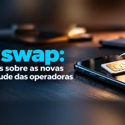 SIM swap: troca de cartão SIM num telemóvel, com o título do artigo